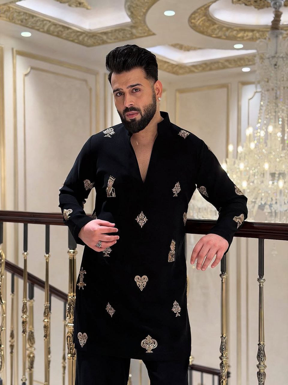 Raja-Rani Black  KURTA WITH Pent  Set